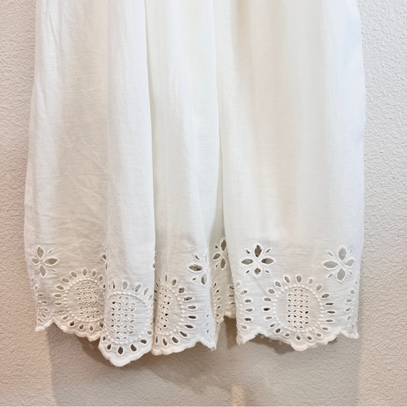 Natural Life White Smocked Cotton Eyelet Midi Dress L/XL Cottagecore Boho NWT - Picture 5 of 12